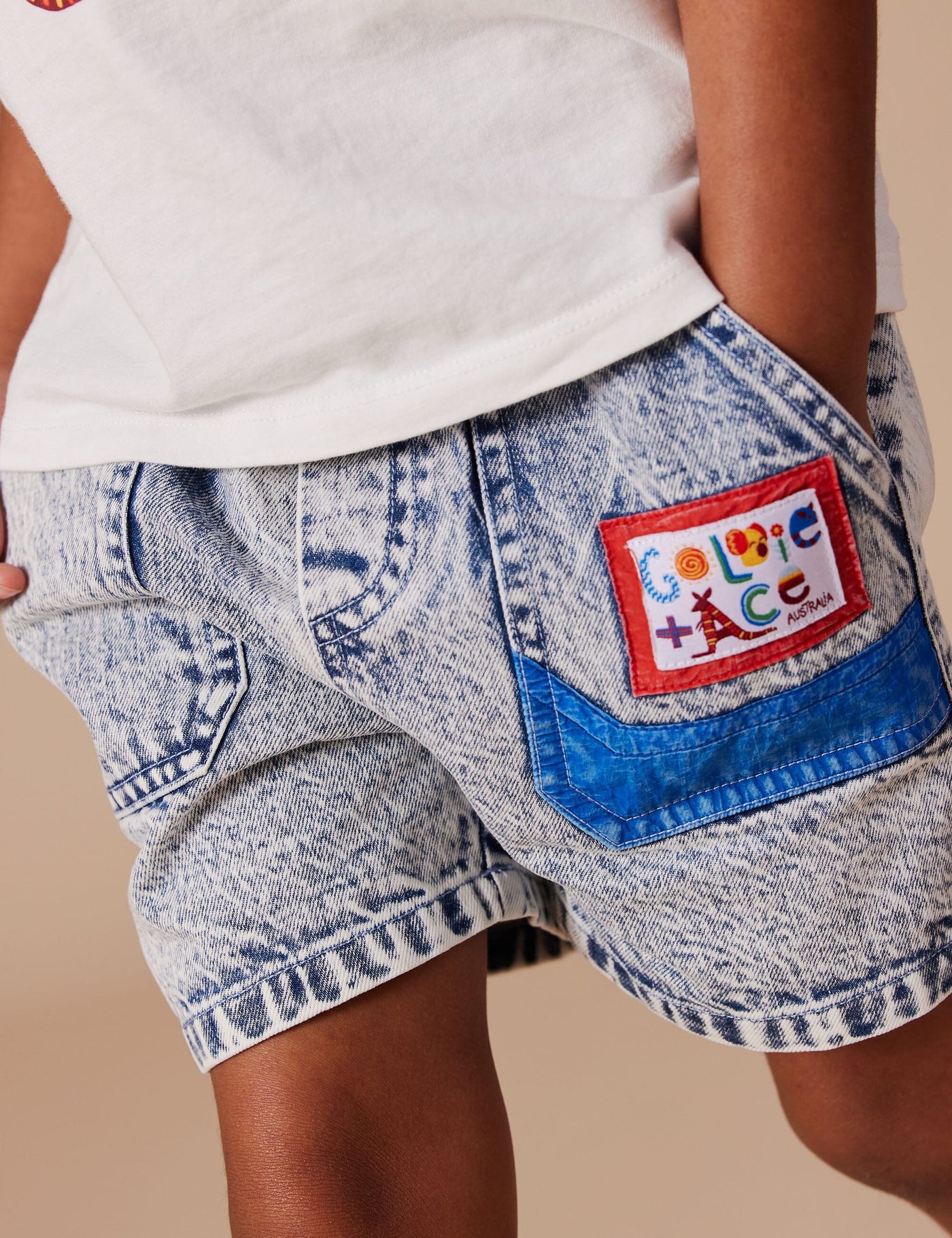 Goldie & Ace - Noah Colour Pop Cargo Denim Shorts Light Denim Shorts Goldie & Ace 