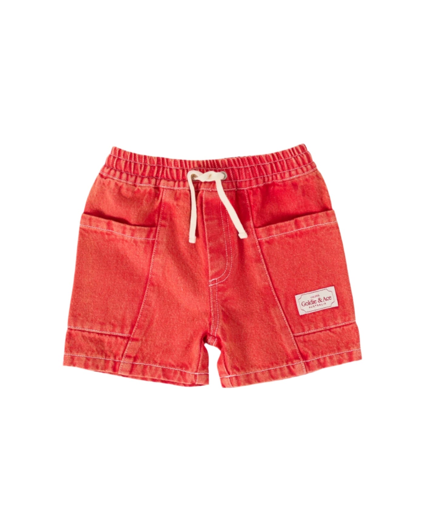 Goldie & Ace - Noah Denim Pocket Shorts Apple Red Shorts Goldie & Ace 