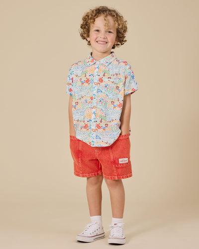 Goldie & Ace - Noah Denim Pocket Shorts Apple Red Shorts Goldie & Ace 