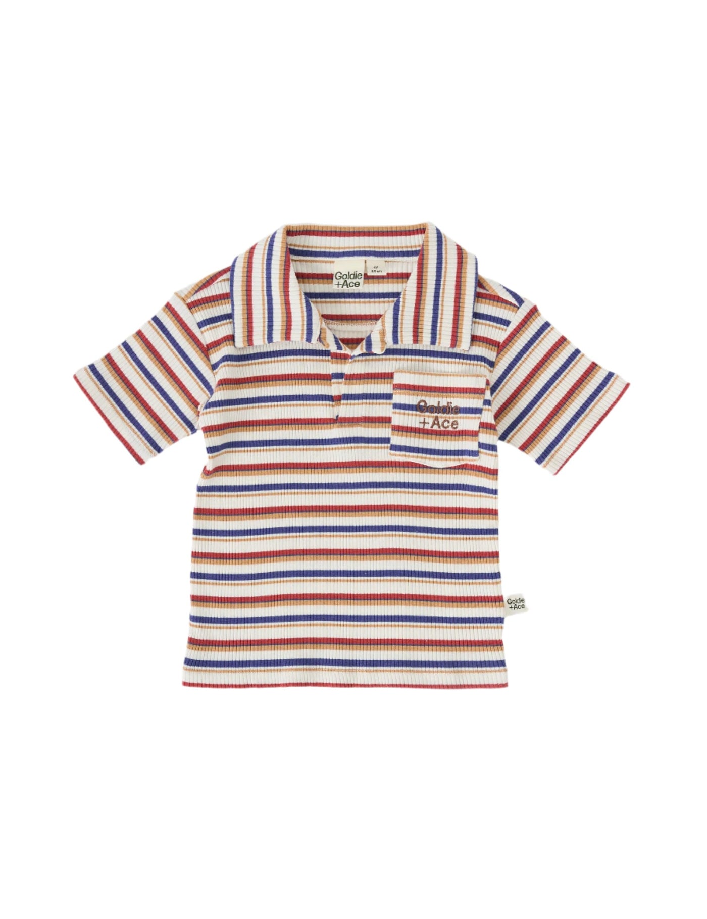 Goldie & Ace - Outback Stripe Rib Polo Shirt Short Sleeve Top Goldie & Ace 