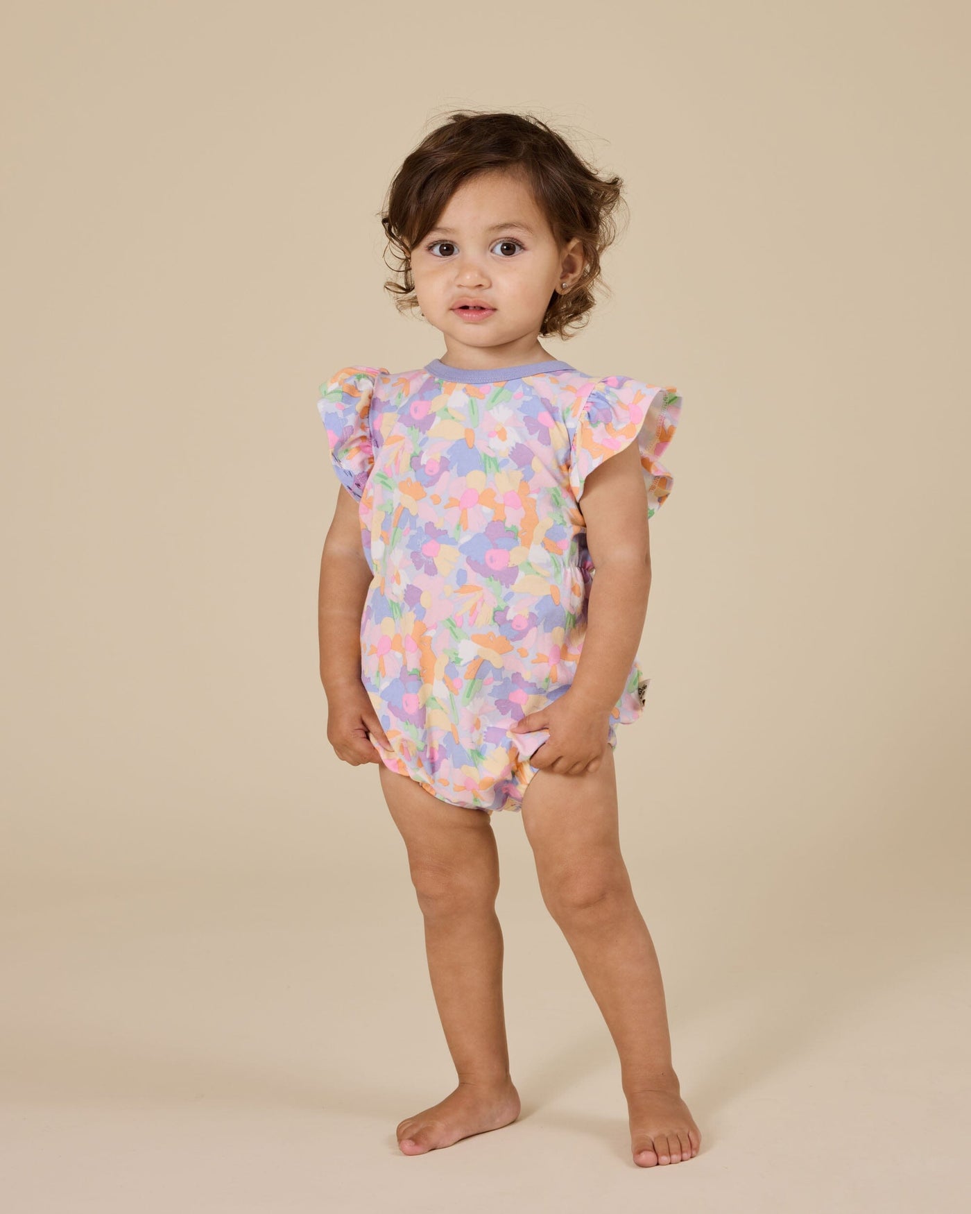 Goldie & Ace - Pastel Bouquet Frill Bubble Romper Romper Goldie & Ace 
