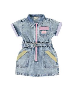 Goldie & Ace - Pastel Pop Piper Denim Belted Dress