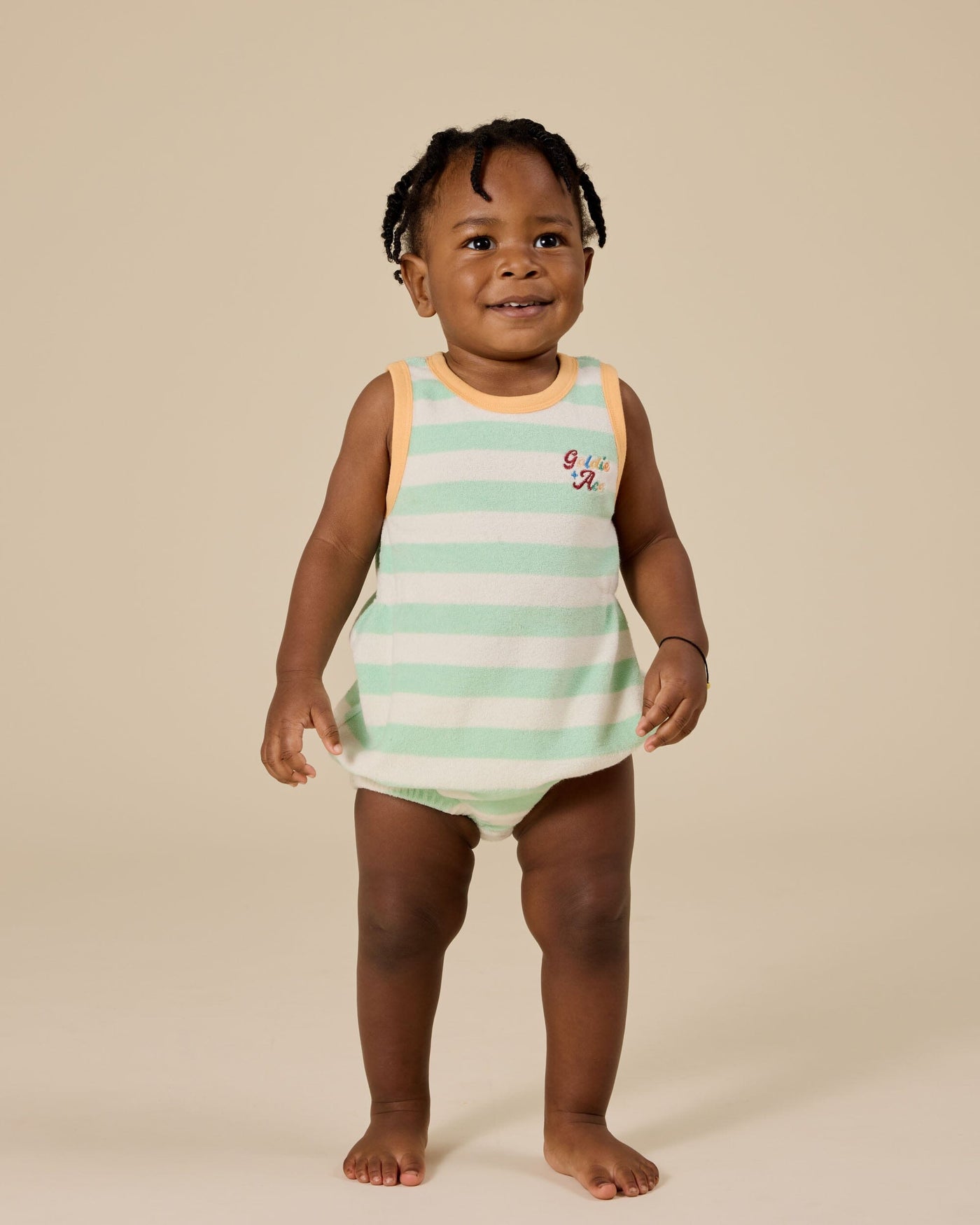 Goldie & Ace - Peas In A Pod Stripe Bubble Romper Romper Goldie & Ace 