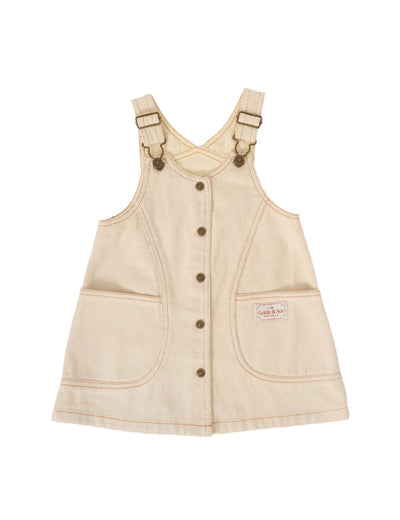 Goldie & Ace - Penelope Pinafore Pocket Dress | Oat Sleeveless Dress Goldie & Ace 