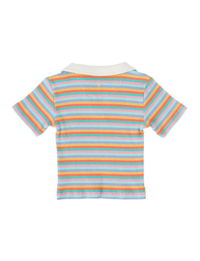 Goldie & Ace - Pia Collared T-Shirt | Rainbow Stripe Short Sleeve T-Shirt Goldie & Ace 