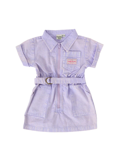 Goldie & Ace - Piper Denim Belted Dress | Mauve Short Sleeve Dress Goldie & Ace 