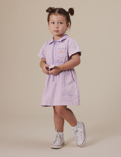 Goldie & Ace - Piper Denim Belted Dress | Mauve Short Sleeve Dress Goldie & Ace 