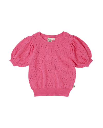 Goldie & Ace - Pointelle Puff Knit Top Short Sleeve Top Goldie & Ace 