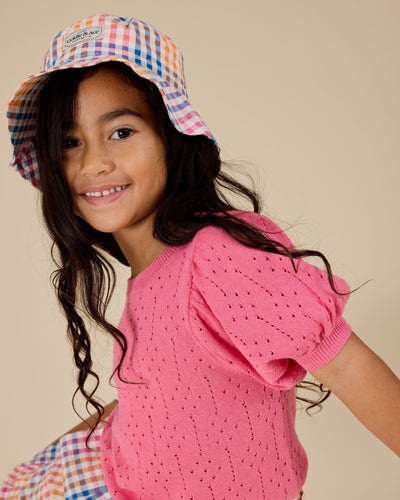 Goldie & Ace - Pointelle Puff Knit Top Short Sleeve Top Goldie & Ace 
