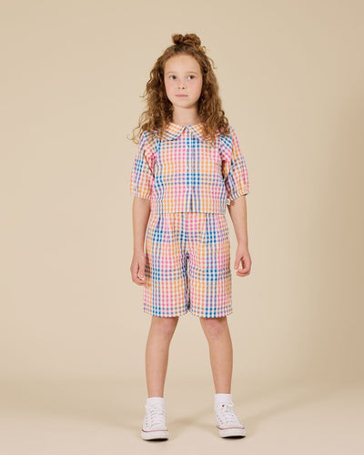 Goldie & Ace - Rainbow Gingham Beatrice Blouse Short Sleeve Top Goldie & Ace 