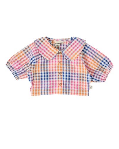 Goldie & Ace - Rainbow Gingham Beatrice Blouse Short Sleeve Top Goldie & Ace 