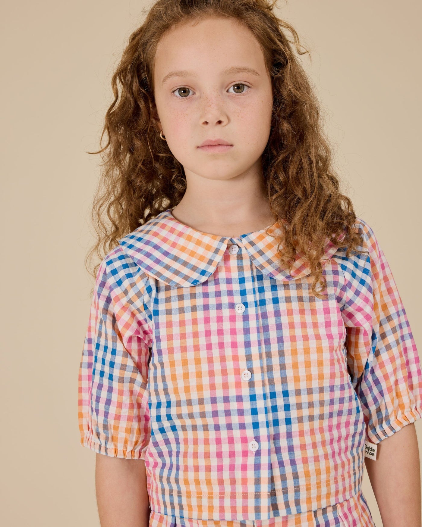 Goldie & Ace - Rainbow Gingham Beatrice Blouse Short Sleeve Top Goldie & Ace 