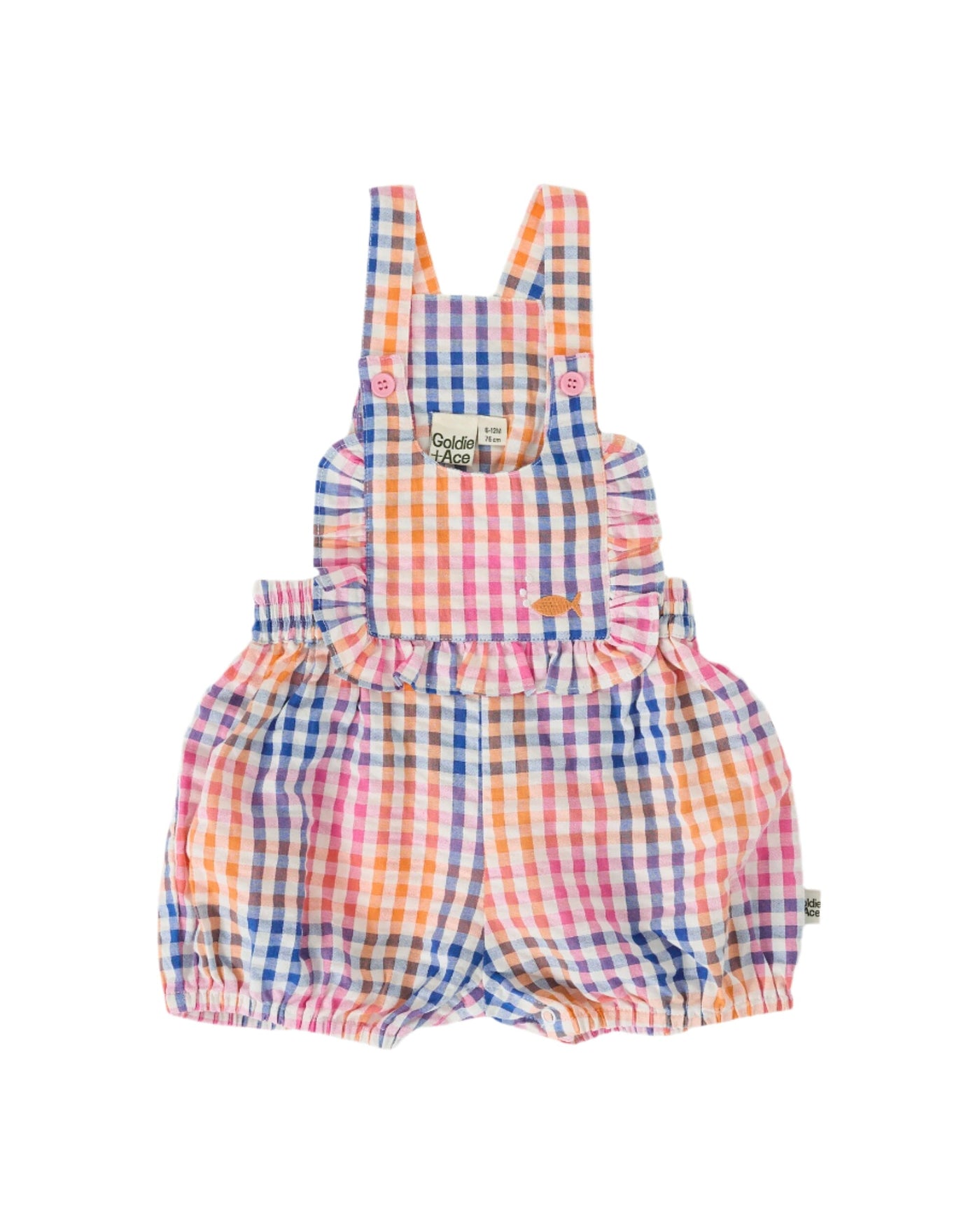 Goldie & Ace - Rainbow Gingham Bubble Frill Romper Romper Goldie & Ace 