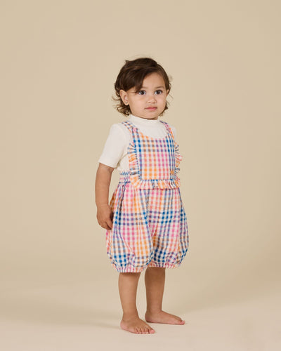 Goldie & Ace - Rainbow Gingham Bubble Frill Romper Romper Goldie & Ace 
