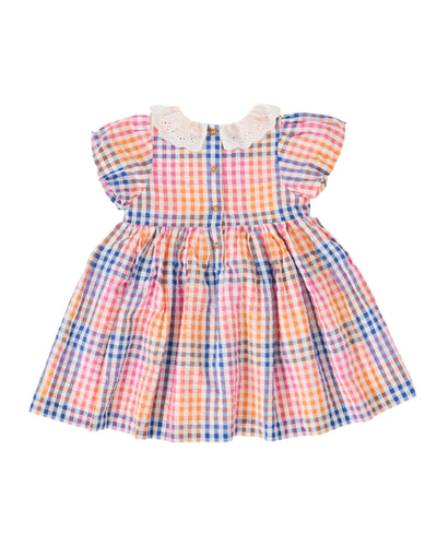 Goldie & Ace - Rainbow Gingham Flo Smocked Dress Short Sleeve Dress Goldie & Ace 