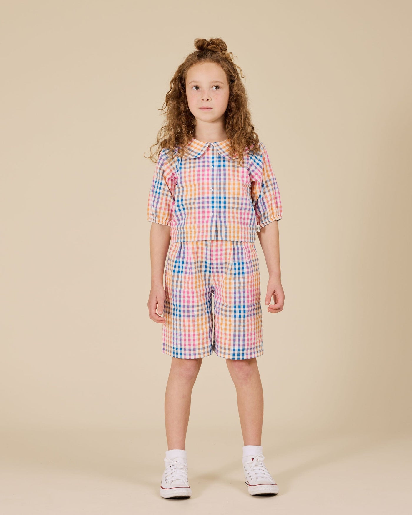 Goldie & Ace - Rainbow Gingham Kirby Relaxed Shorts Shorts Goldie & Ace 