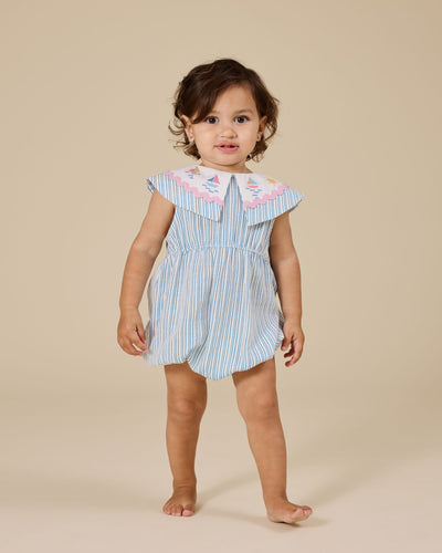 Goldie & Ace - Sailor Stripe Ava Collared Romper Romper Goldie & Ace 