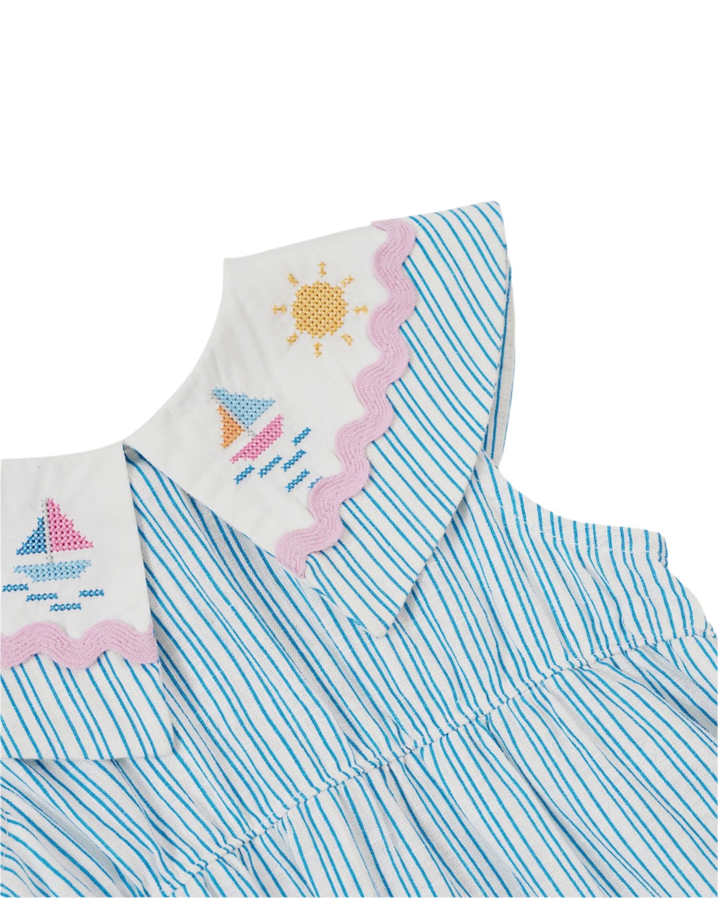 Goldie & Ace - Sailor Stripe Ava Collared Romper Romper Goldie & Ace 