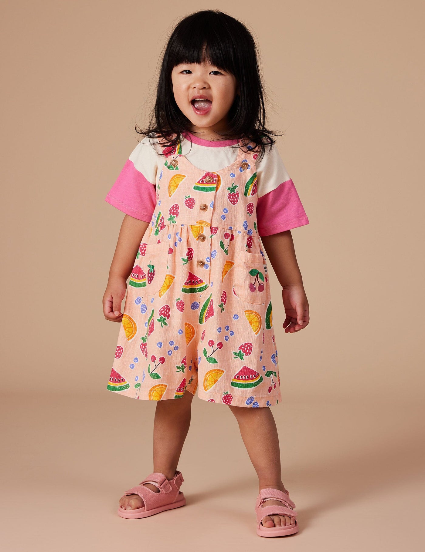 Goldie & Ace - Sara Linen Shortalls Fruit Salad Overalls Goldie & Ace 