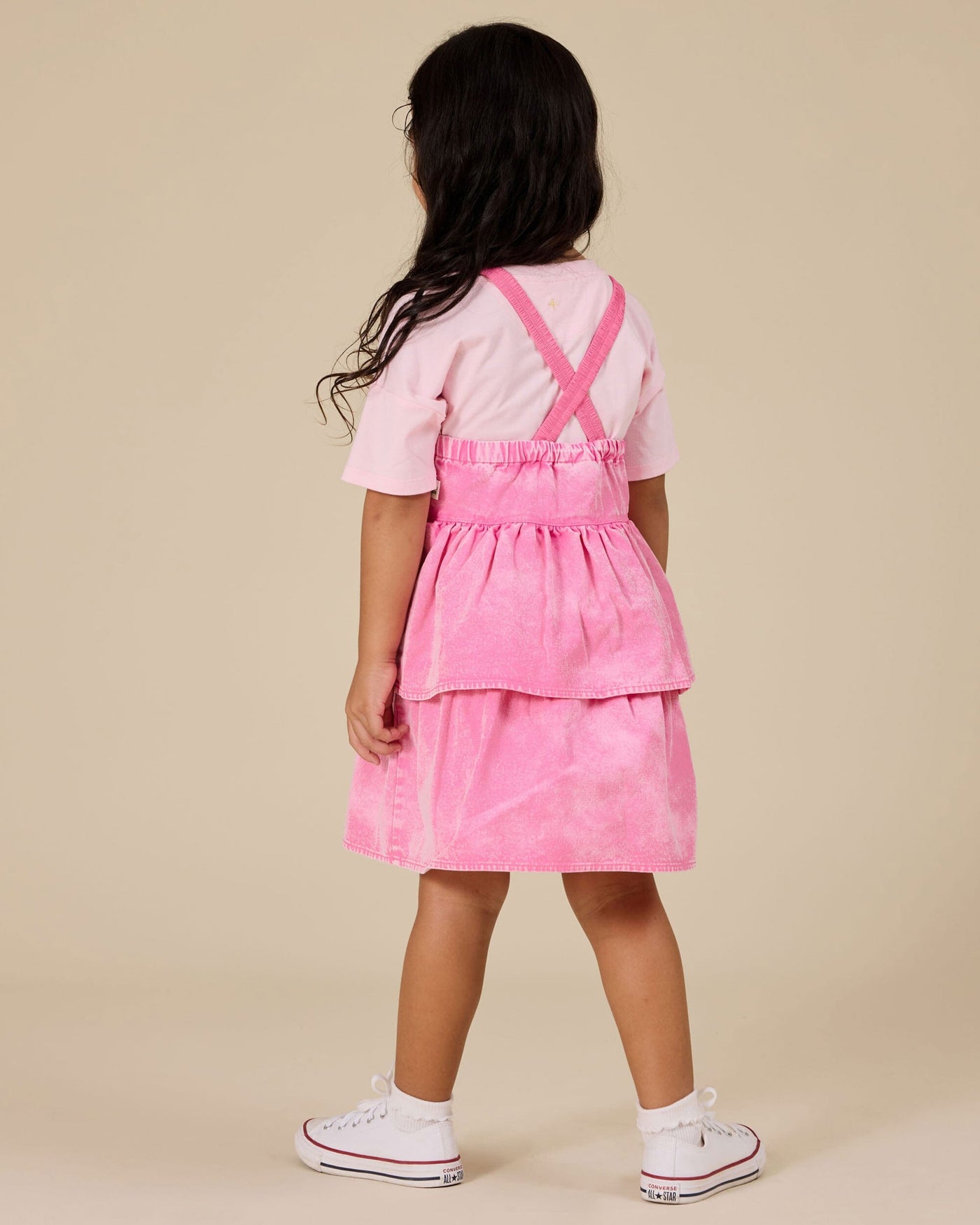 Goldie & Ace - Saskia Denim Frill Pinafore Dress Sleeveless Dress Goldie & Ace 