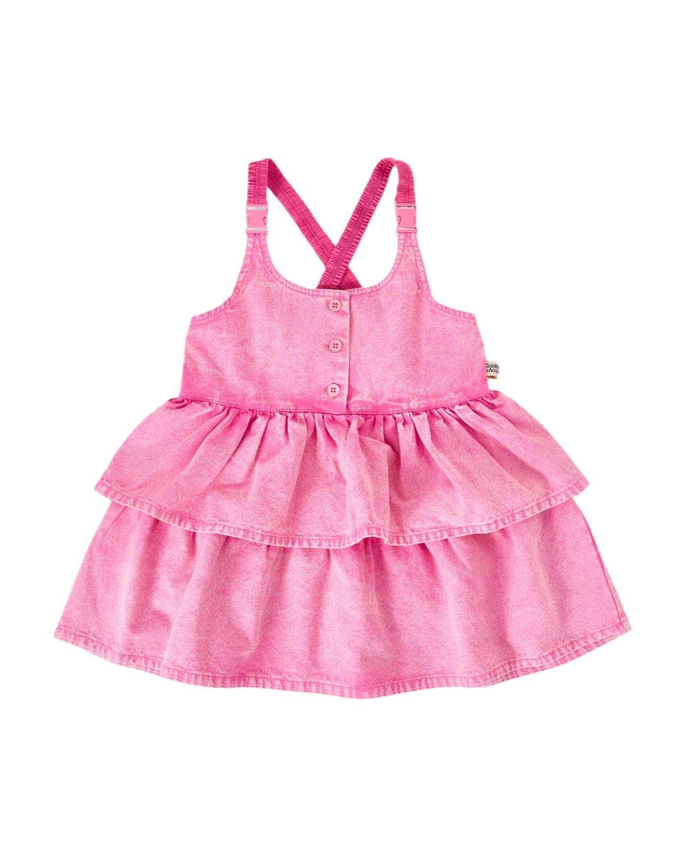 Goldie & Ace - Saskia Denim Frill Pinafore Dress Sleeveless Dress Goldie & Ace 