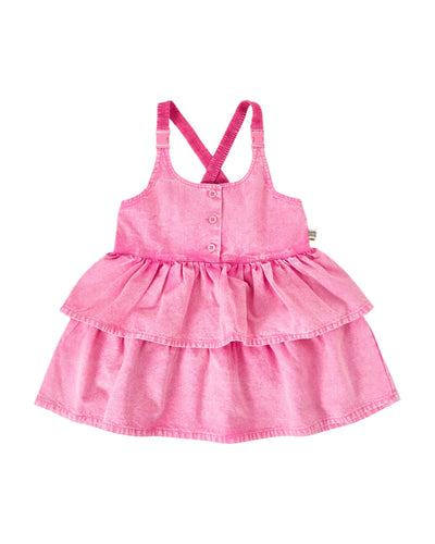Goldie & Ace - Saskia Denim Frill Pinafore Dress Sleeveless Dress Goldie & Ace 