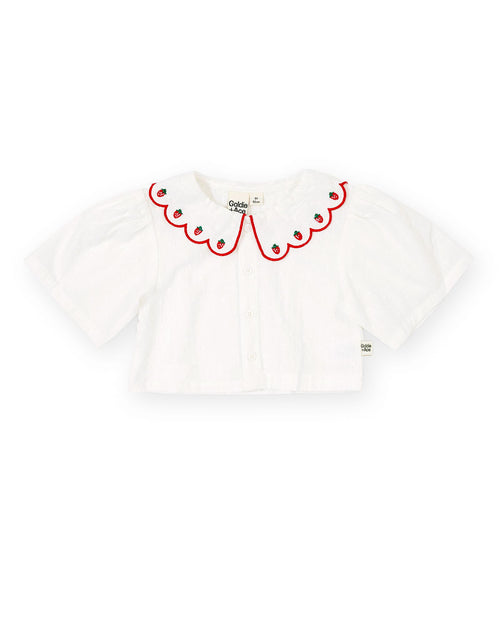Goldie & Ace - Scallop Collar Strawberry Cropped Blouse