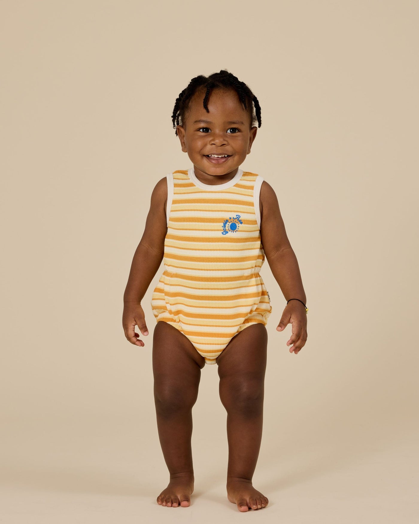 Goldie & Ace - Sunshine Stripe Bubble Romper Romper Goldie & Ace 