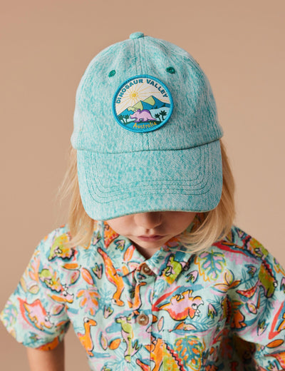 Goldie & Ace - Tate Dino Valley Denim Cap Turquoise Caps Goldie & Ace 