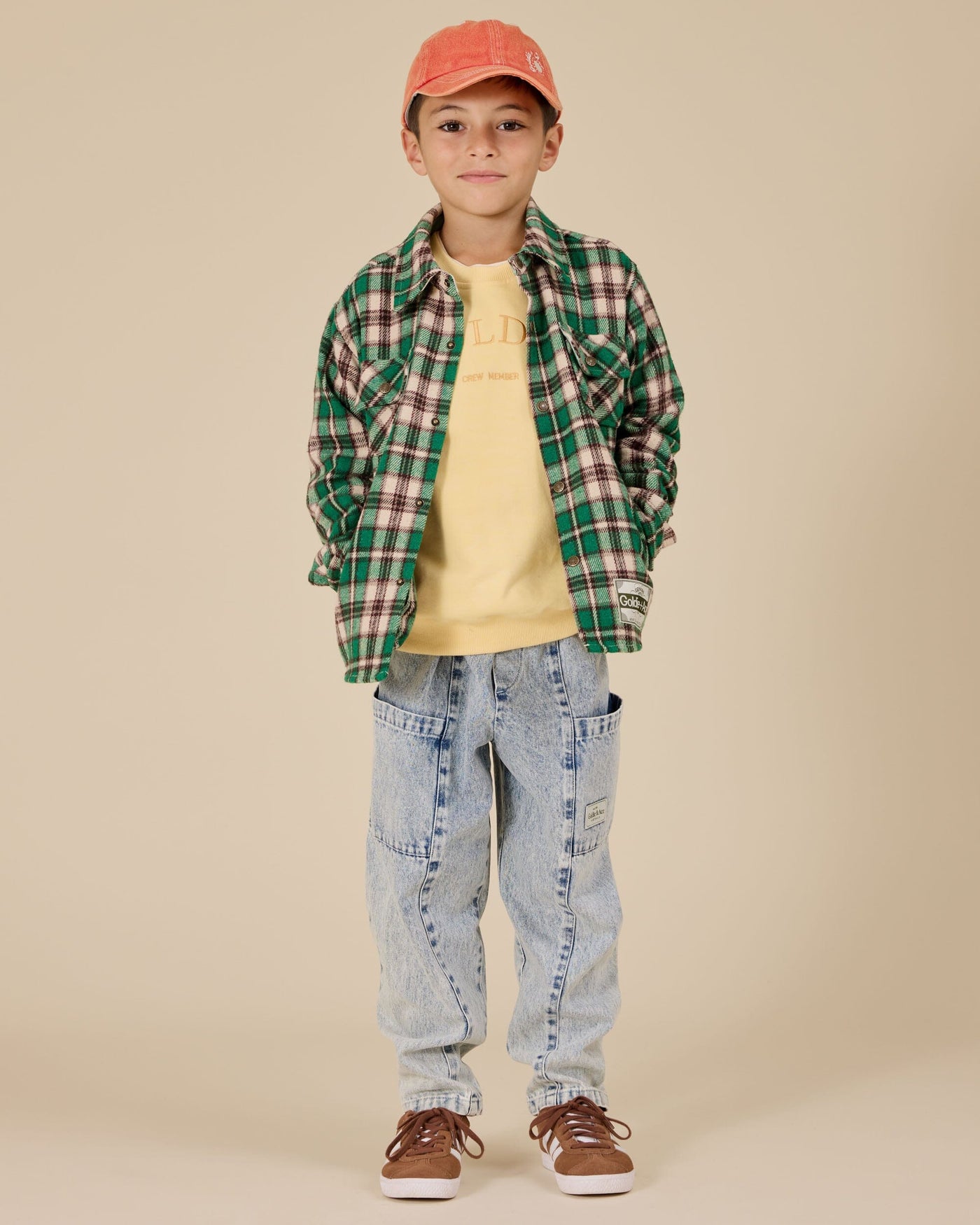 Goldie & Ace - Tate Embroidered Denim Cap Apple Red Caps Goldie & Ace 