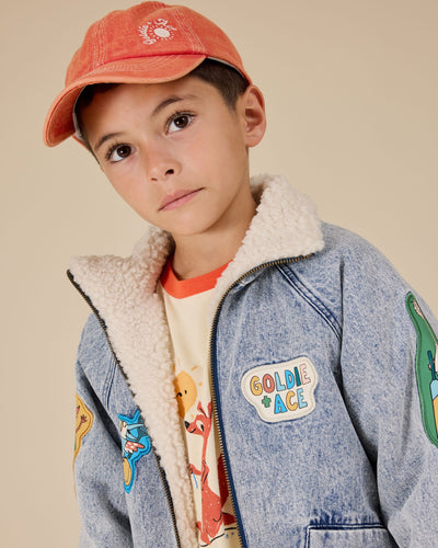 Goldie & Ace - Tate Embroidered Denim Cap Apple Red Caps Goldie & Ace 