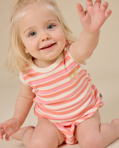 Goldie & Ace - Watermelon Stripe Bubble Romper Romper Goldie & Ace 
