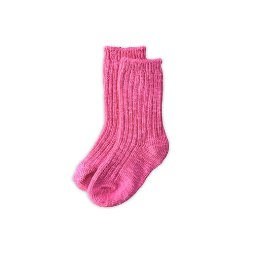 Grown - Cotton Slub Chunky Rib Socks | Raspberry