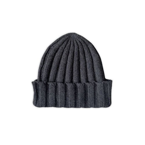Grown - Merino Blend Rib Knit Beanie | Charcoal