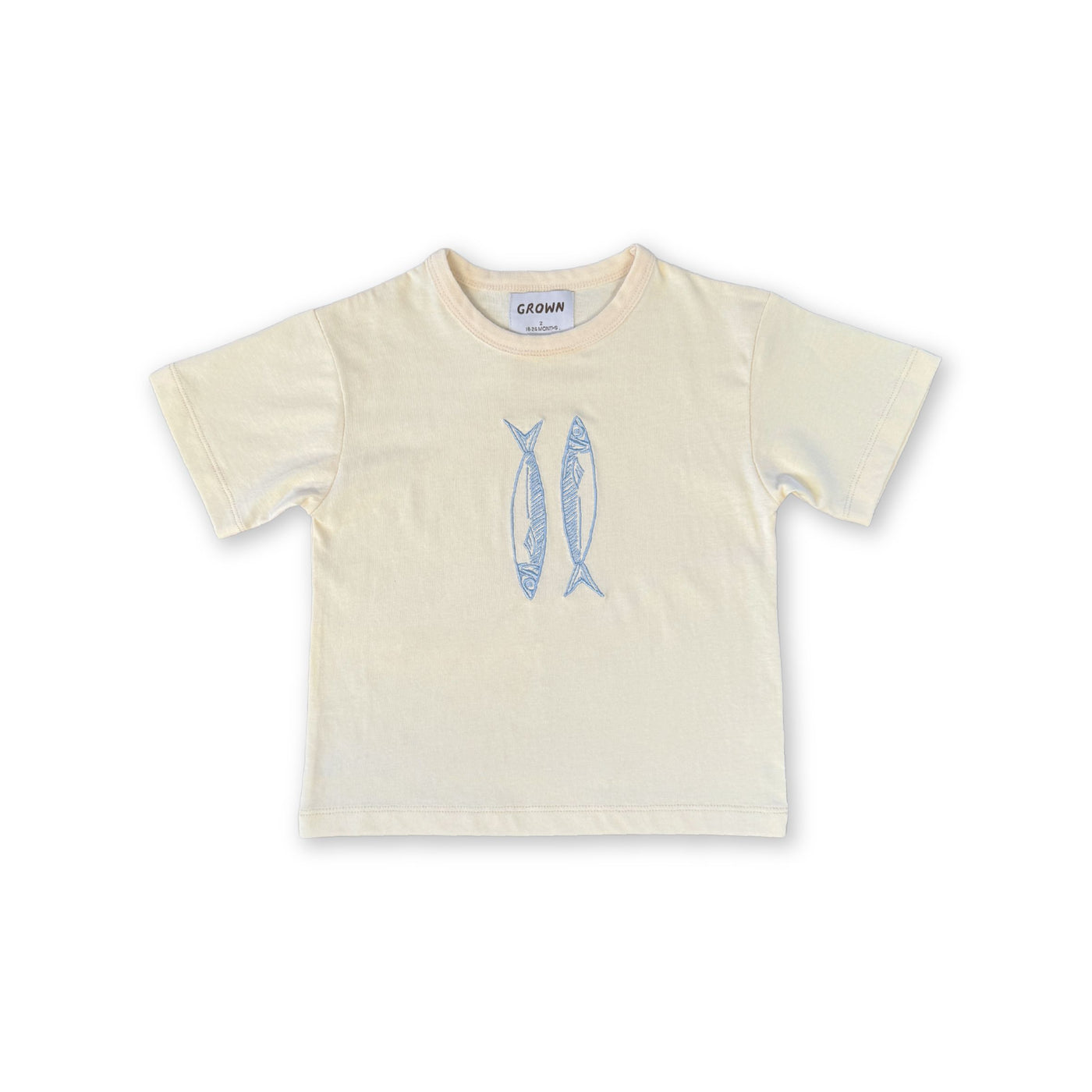 Grown - Sardine Embroidered Tee Short Sleeve T-Shirt Grown 