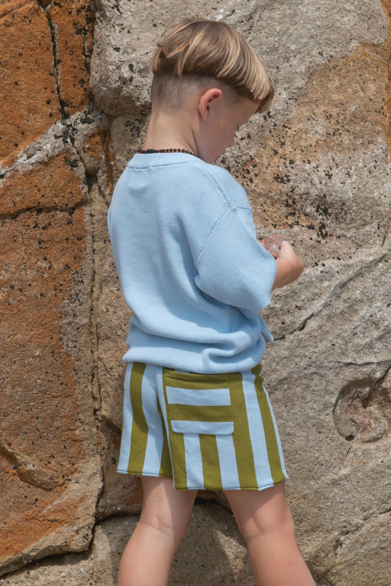 Grown - Vertical Stripe Knit Shorts | Ocean & Leaf Shorts Grown 