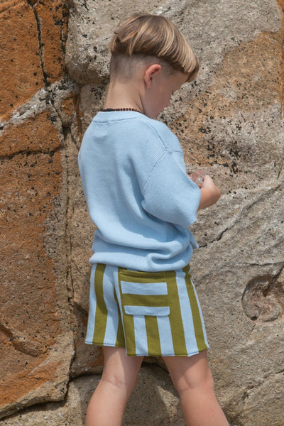 Grown - Vertical Stripe Knit Shorts | Ocean & Leaf Shorts Grown 