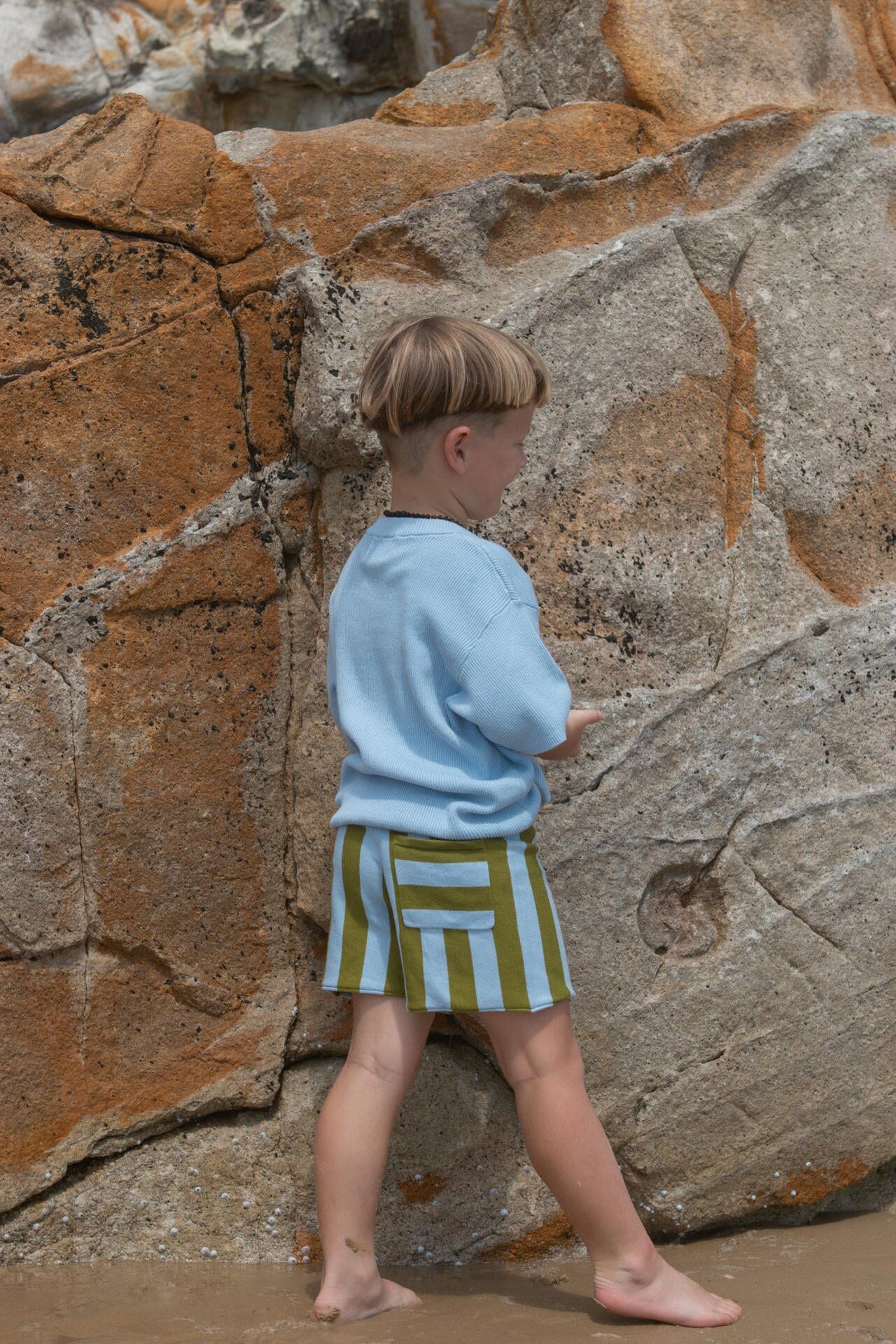 Grown - Vertical Stripe Knit Shorts | Ocean & Leaf Shorts Grown 
