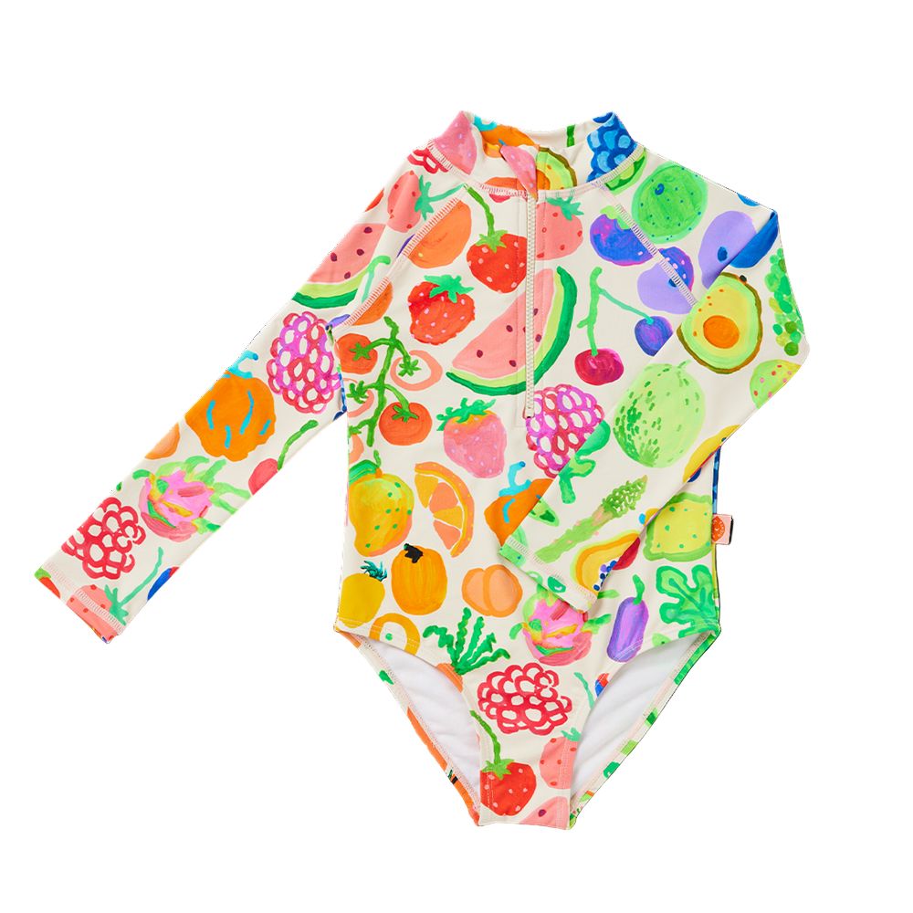 Halcyon Nights - Long Sleeve Zip Bather | Eat The Rainbow One-Piece Swimsuit Halcyon Nights 