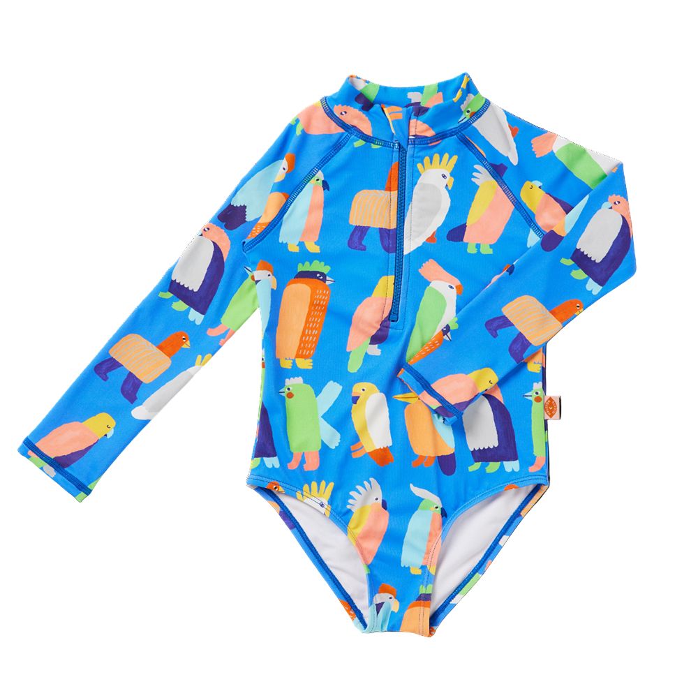Halcyon Nights - Long Sleeve Zip Bather | Flamin' Galahs One-Piece Swimsuit Halcyon Nights 