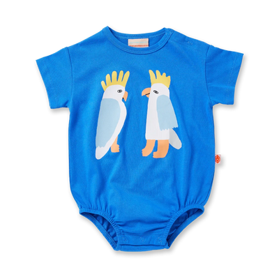 Halycon Nights - Blue Cockatoo Short Sleeve Bodysuit Bodysuit Halcyon Nights 