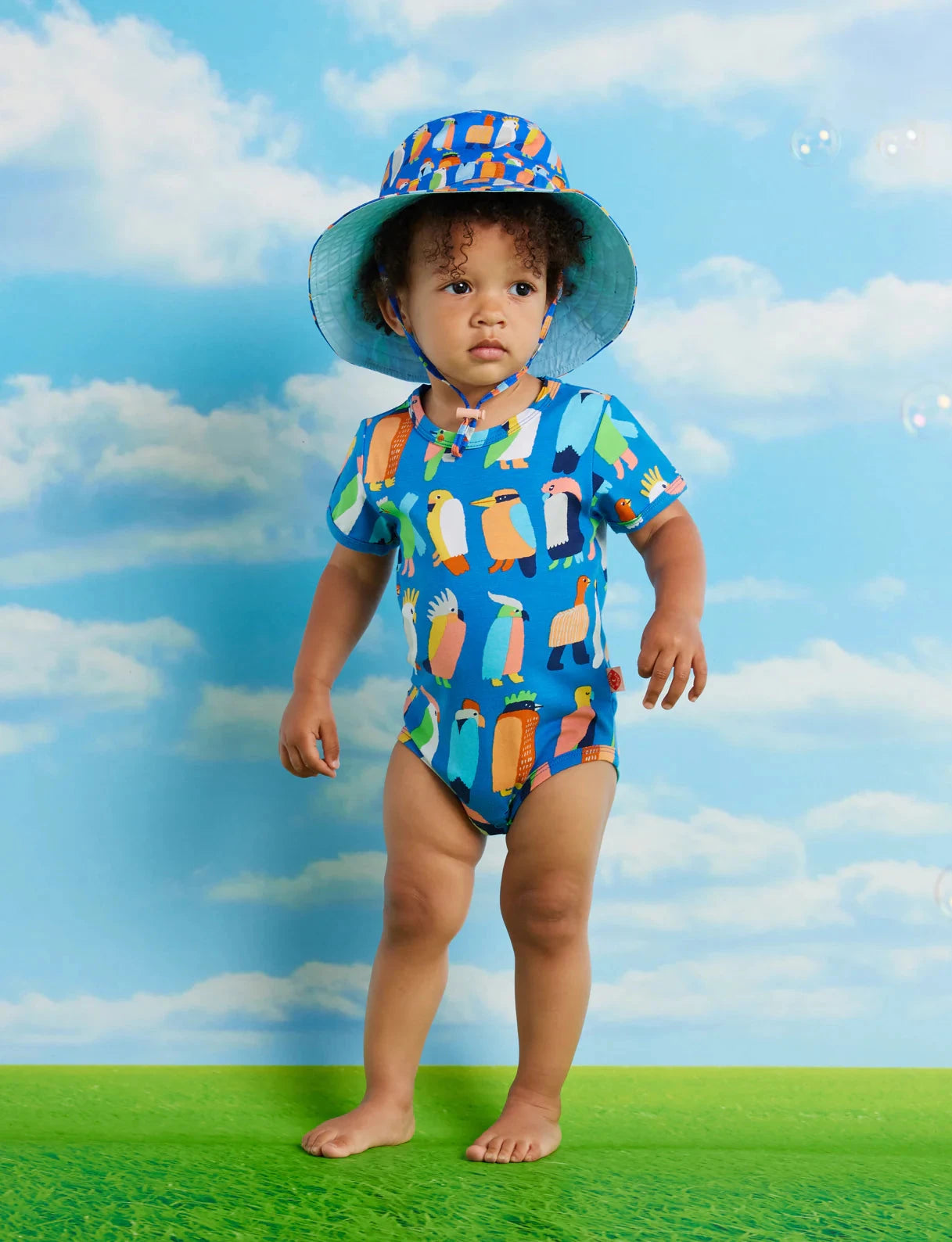 Halycon Nights - Flamin' Galah Blue Short Sleeve Bodysuit Bodysuit Halcyon Nights 