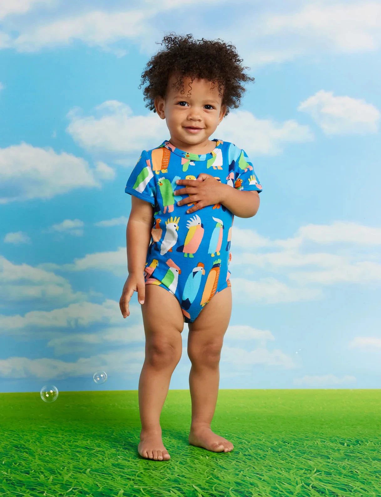 Halycon Nights - Flamin' Galah Blue Short Sleeve Bodysuit Bodysuit Halcyon Nights 