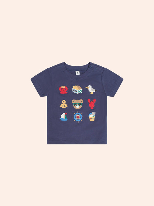 Huxbaby - 9 Nautical Embroidered Tee | Ink