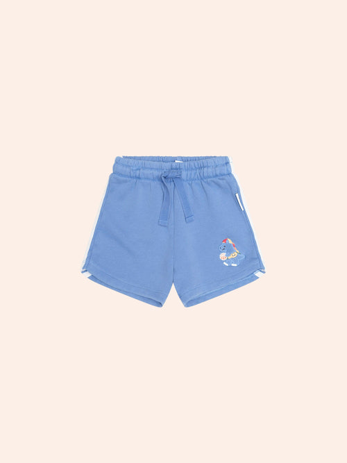 Huxbaby - Baller Dino Sporty Stripe Short | Vintage Blue Garment Dye