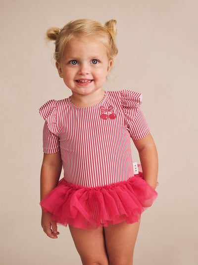 Huxbaby - Ballerina Swimsuit Cherry Pie Stripe - HB7195S25 One-Piece Swimsuit Huxbaby 