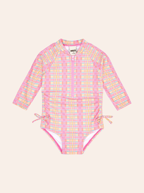 Huxbaby - Beach Club Check Shirred Swimsuit | Tropical Check - PREORDER