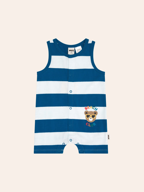 Huxbaby - Beach Club Hux Block Stripe Romper | Seapoint/ Almond Milk - PREORDER