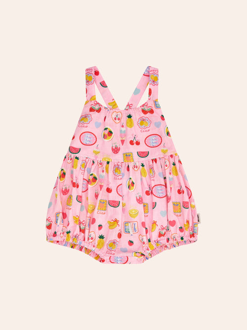 Huxbaby - Beach Club Paradise Tie Romper | Cupcake Pink