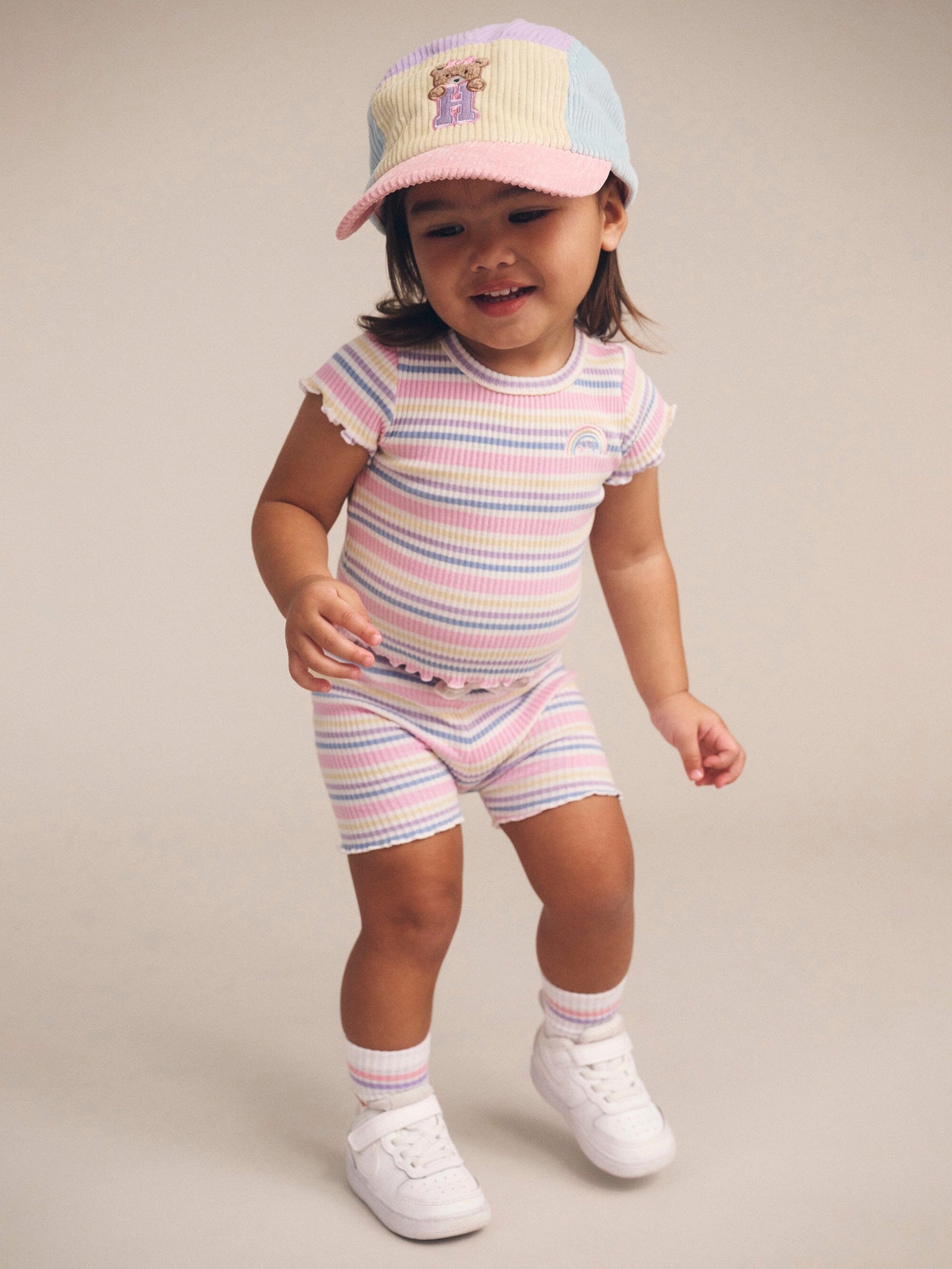 Huxbaby - Blush Colour Block Cord Cap - HB8190W25 Caps Huxbaby 